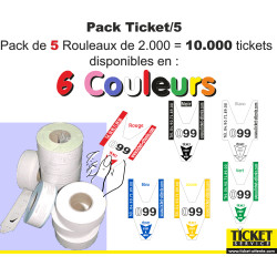 Lot de 10 000 tickets numérotés à bandes de couleurs disponible en 6 couleurs