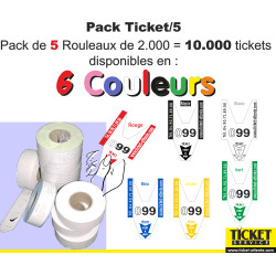 Lot de 10 000 tickets numérotés à bandes Noires disponible en 7 couleurs