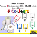 Lot de 10 000 tickets numérotés à bandes de couleurs disponible en 6 couleurs
