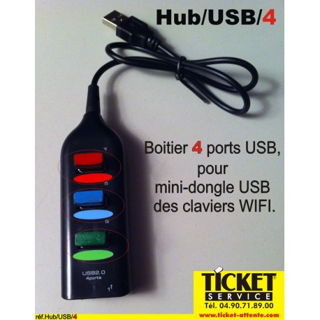 Boitier support USB (Option) pour connecter, les mini-dongle USB de chacun, des claviers WIFI.