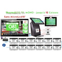 PACK PharmaBOXTV-MT/4 de gestion d'attente pour PHARMACIES, configurable de 1 à 4 Caisses - Ecran TV NON Fourni