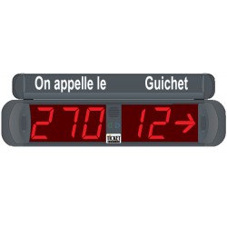 Afficheur 3+2 Chiffres lumineux rouge et flèche indication du guichet 